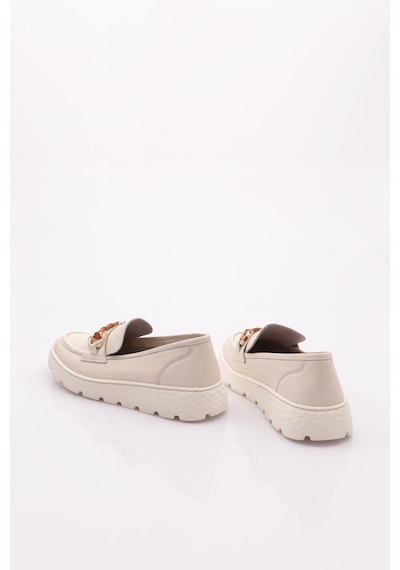 Dgn 25215 Kadin Aksesuarli Loafer Ayakkabi Krem