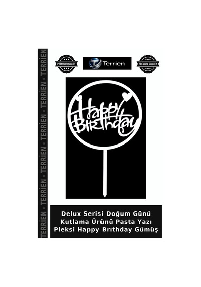 Delux Serisi Doğum Günü Kutlama Ürünü Pasta Yazı Pleksi Happy Brıthday Gümüş