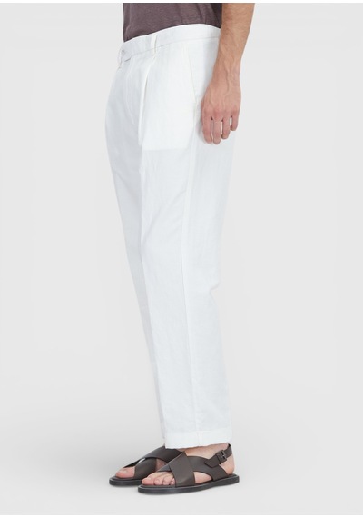 Ramsey Beyaz Düz Dokuma Relaxed Fit Casual Pamuk Karışımlı Pantolon Ramsey Beyaz Düz Dokuma Relaxed Fit Casual Pamuk Karışımlı Pantolon