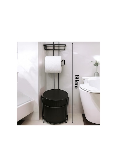 Buççin Online Mağaza 5 Litre Çöp Kovalı Metal Tuvalet Kağıtlık Siyah, Paslanmaz Özel Boyalı Şık Ve Fonksiyonel Metal Siya Çok Renkli