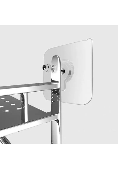 2 Adet Süper Güçlü Vidalı Suya Dayanıklı Yapıştırıcı Banyo Sepet Raf Sabitleyici Gri