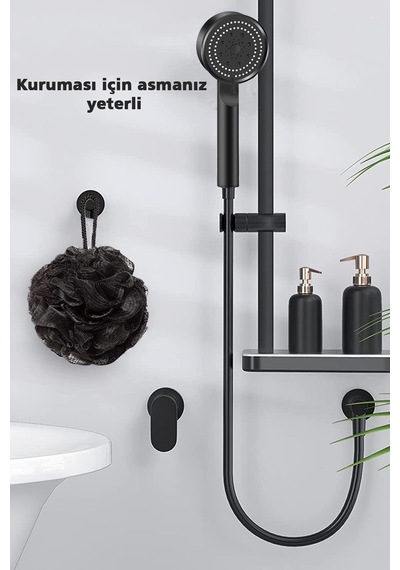 Yüksek Basınçlı Ultra Lüx Siyah Ayarlanabilir Fonksiyonlu Düz Spa El Duş Başlığı Siyah Plastik Diğer