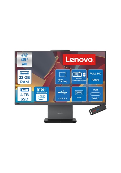 Lenovo ThinkCentre Neo 50a 27 Gen 5 12SA0028TRF15 Core 7 240H 32 GB 4 TB SSD 27" Free Dos AIO Masaüstü Bilgisayar