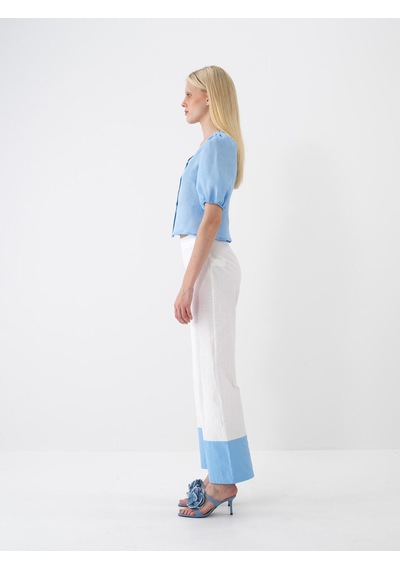Xint Mavi %100 Keten Regular Fit Bluz 751075