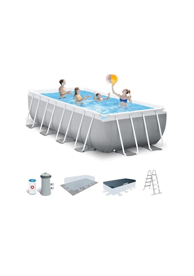 İntex 26792np Dikdörtgen Prefabrik Aile Havuzu 488x244x107cm Merdiven + Örtü + Filtre Set