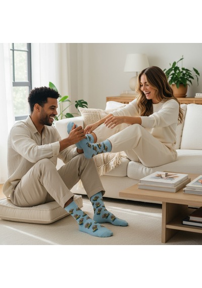 Gost Liria Cute Dog Socks Desenli Unisex Soket Çorap Mavi