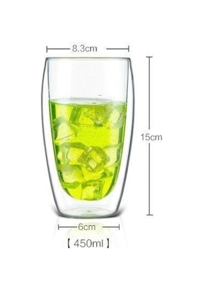 450 Ml Çift Camlı Bardak Çift Cidarlı Cam Bardak Şeffaf