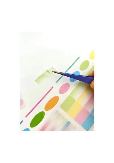 Tr Pastel Renkli Yuvarlak Ve Çizgi Desenli 2m 570adet Tek Tek Çıkartma Sticker Washi Etiket 1