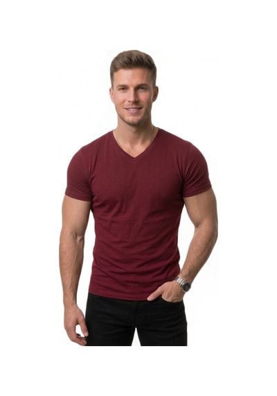 Deepsea Bordo Dar Kesim Erkek Tişört 1801165-Bordo
