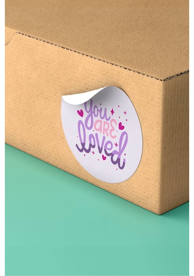 You Are Loved Mor Pembe Sticker 3x3cm St2220 Çok Renkli