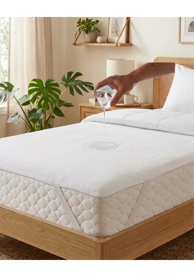 F. Acar Home Sıvı Geçirmez Tek Ve Çift Kişilik Lastikli Alez Beyaz