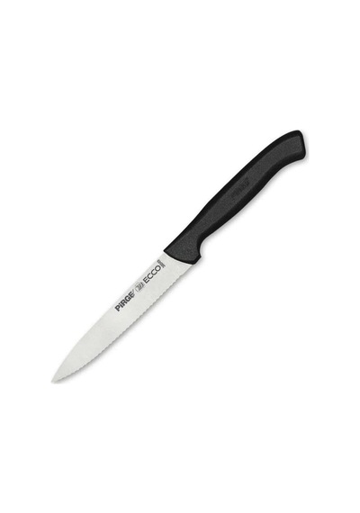 Pirge 38049 Ecco Tırtıklı Sebze, Et, Biftek Steak Bıçağı 12 Cm - Siyah Renkli