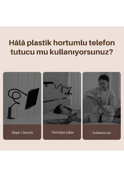 Shopytech Metal 360 Uzun Kol Tablet/telefon Standı Kelepçeli Masa/yatak Başlığı Tutucu 6 -12.9 Uyum 1 Adet