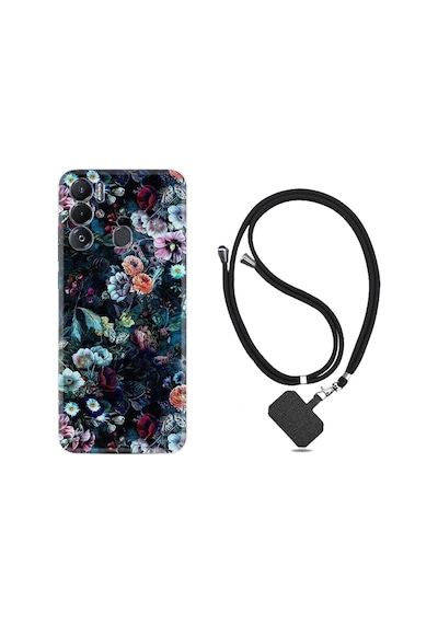 Tecno Pova Neo Kılıf İpli Boyun Askılı Desenli Silikon Great Flowers 1304