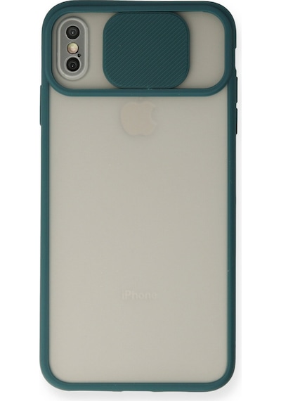 Apple iPhone  Uyumlu,  Xs Max Kılıf Palm Buzlu Kamera Sürgülü Silikon - Yeşil