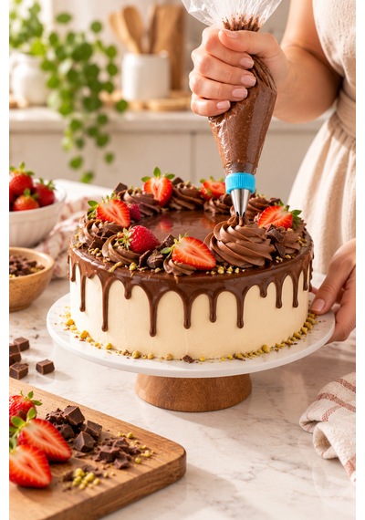 Porsima 05808 23 Parça Paslanmaz Çelik Krema Sıkma Duy Seti - Pasta, Cupcake, Tulumba Tatlısı Süsleme Uçları Ve Adaptör Metalik
