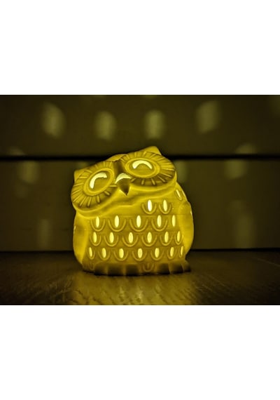 Beyaz Baykuş Sanatsal Heykel Formunda Led Mumluk 13cm