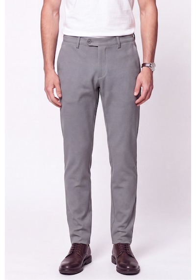 Comfort Fit Gofre Kumaş Esnek Pamuk Gri Jogger Pantolon P 1224