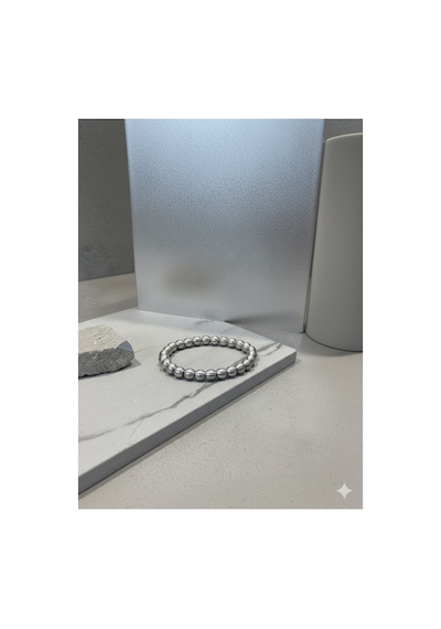 Minimalist Alüminyum Boncuk Bileklik Gümüş