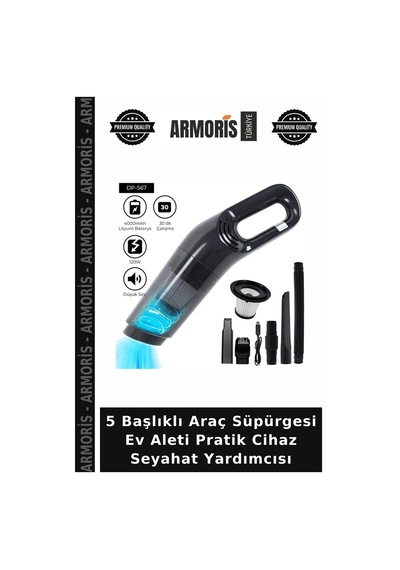 5 Başlıklı Araç Süpürgesi Ev Aleti Pratik Cihaz Seyahat Yardımcısı