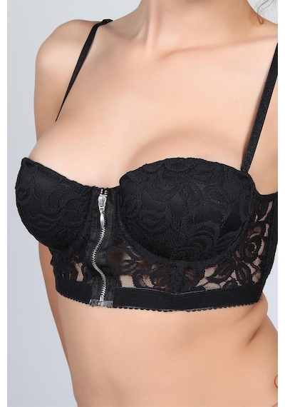 Doremi Miorre Push-up Dolgulu Dantelli Çapraz Askılı Fermuarlı Büstiyer 001