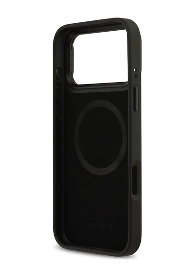 Apple Uyumlu iPhone 17 Pro Max Kılıf Lacoste Lisanslı M-safe Şarjlı Standlı Pu Deri Monogram Desenli Yeşil