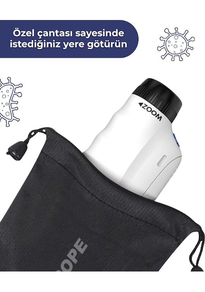 Temel Taşınabilir Işıklı Stantlı Çocuk Mikroskobu 60x 120x, Stem Eğitim Ve Keşif Seti