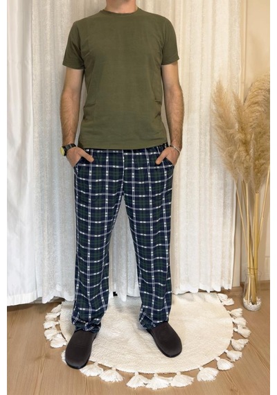 Erkek Desenli Cepli Lastikli Bel Pijama Altı Yeşil