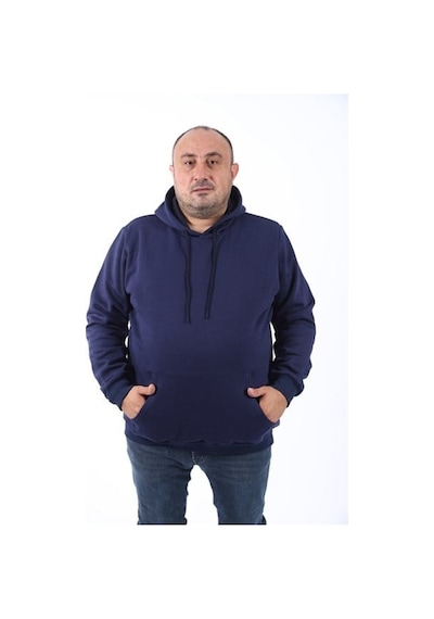 Starbattal Büyük Beden Erkek Basic Sweat Kapüşonlu 11700-73 Lacivert