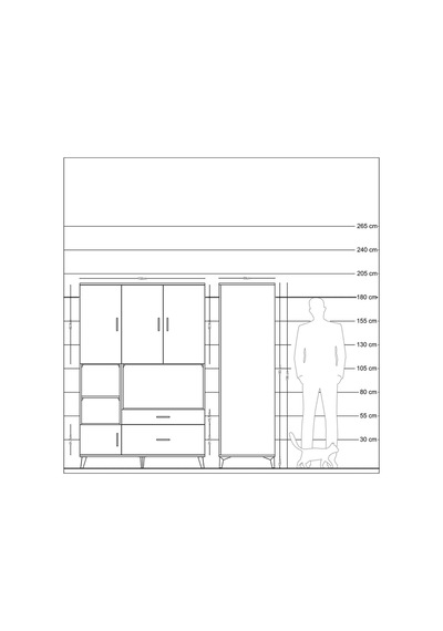 Kronos Dolap 7 Raflı 2 Çekmeceli 5 Kapaklı 132x59x195 Çam-ant... Çam
