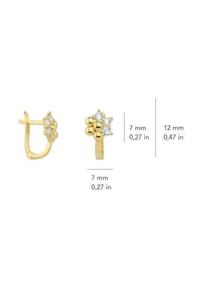 Goldkupe 14 Ayar J Model Taşlı Kar Tanesi Küpe 1,48 Gr-2244