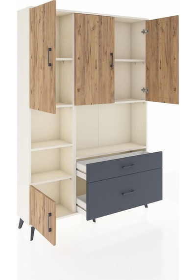 Arges Dolap 7 Raflı 2 Çekmeceli 5 Kapaklı 132x30x195 Aytaşı-çam/antrasit Atlas Çam/antrasıt Arges Dolap 7 Raflı 2 Çekmeceli 5 Kapaklı 132x30x195 Aytaşı-çam/antrasit Atlas Çam/antrasıt