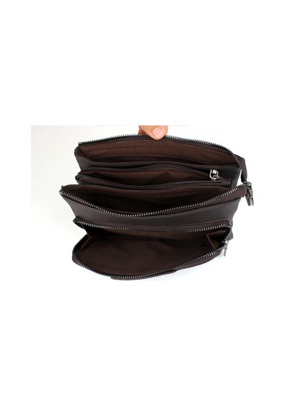 Alphaclub Bag Erkek Hakiki Deri Acı Kahverengi Çok Bölmeli Fermuarlı El Ve Portföy Çantası