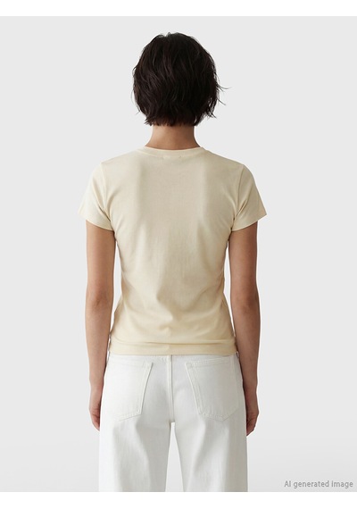 Lcw Vision Bej Bisiklet Yaka Kadın Crop