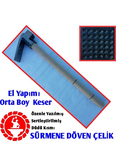 Sürmene El Yapımı Orta Boy Çelik Keser + + Sap