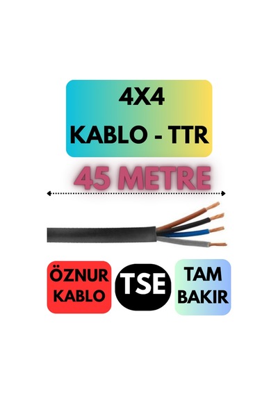 Öznur 4x4 Ttr Kablo Metre Seçenekli Siyah - 45 Metre