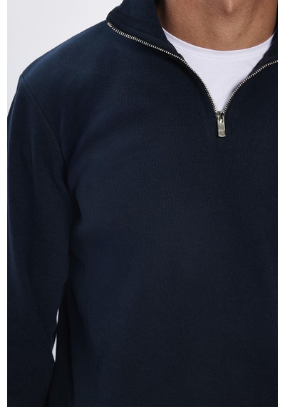 Tudors Erkek Relax Fit Rahat Kesim Pamuklu Lacivert Dik Yaka Sweatshirt -31975-lacivert Lacivert