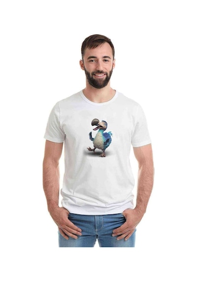 Deve Kuşu Bird Buz Devri Baskılı Beyaz Erkek Tshirt