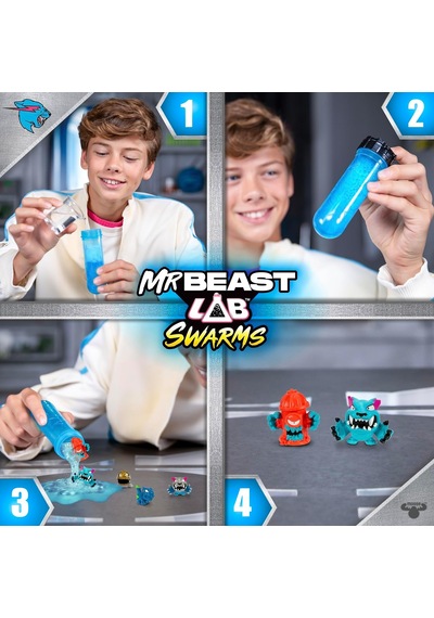 Swarms Lab Pack, Su Ekleyerek Deney Yapın, Test Tüpünü Sallayın Ve 1 "mrbeast Koleksiyon Karakterinden 5 Pk Açığa Çıkarın, 100+ Toplanacak, Sınırlı Sayıda Hiperkrom Panter'e Dikkat Edin