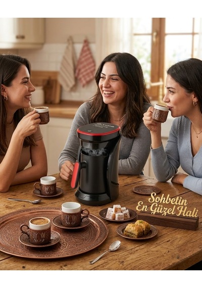Modern Tasarımlı Türk Kahvesi Makinesi Taşma Emniyetli 4 Fincan Kapasiteli - Lisinya çok renkli