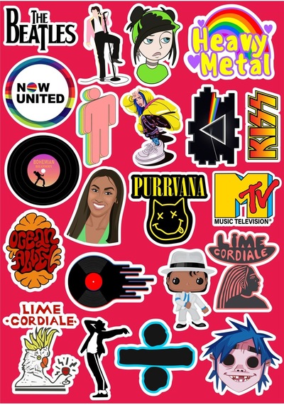 Müzik Eğlenceleri Seri 2 Sticker Seti Laptop Ajanda Pc Tablet Telefon Defter Etiket Bullet Journal Diğer