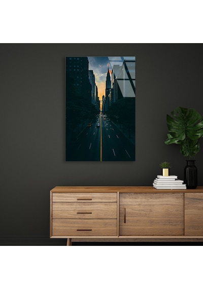 Şehir Cadde Alacakaranlık - Cam Tablo - Deg1526 35 X 50 Cm