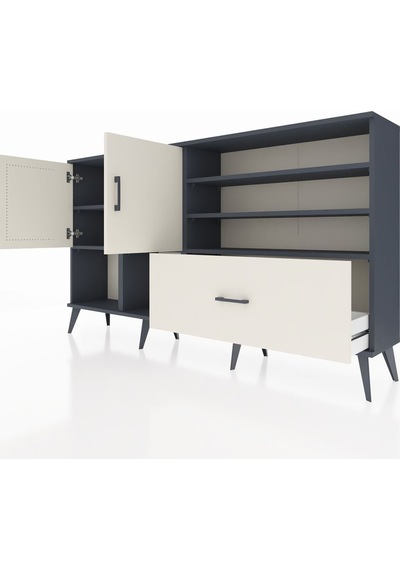 Arges Konsol 7 Raflı Tek Çekmeceli 2 Kapaklı 176x30x99 Antrasit-aytaşı Aytası - Antrasıt Arges Konsol 7 Raflı Tek Çekmeceli 2 Kapaklı 176x30x99 Antrasit-aytaşı Aytası - Antrasıt