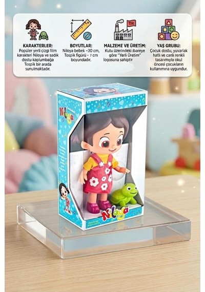 Niloya ve Tospik! Lisanslı %100 Et Bebek 2 Figürlü 30cm Kıyafetli Orjinal Bebekli Oyuncak Seti