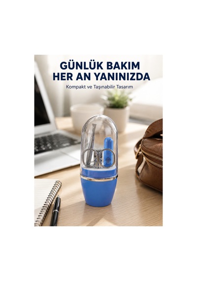 Mavi Kişisel Bakım Seti Cımbız Makas Tırnak Makası Ve Törpü Çok Renkli