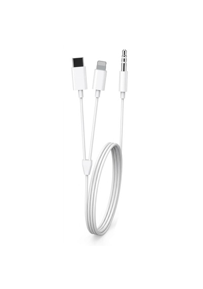 Cr79 2in1 Type-c & İphone İle Uyumlu To 3.5mm Aux Araç Ve Kulaklık Ses Kablosu 1m