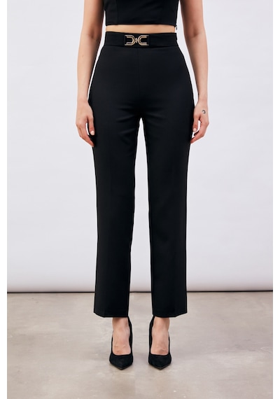 Sateen Aksesuar Detaylı Pantolon - Siyah