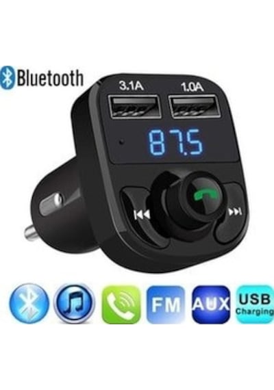 Carx9 Bluetooth Araç Kiti Fm Transmitter Çift Usb Çıkışlı
