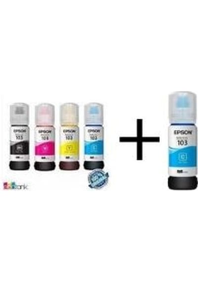 Epson 103 Ecotank L3160 4 Renk Mürekkep Takımı + 1 Mavi Mürekkep