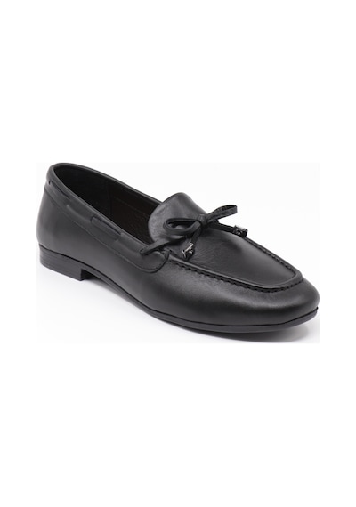Nesilshoes Eliz 25216 Siyah Hakiki Soft Deri Fiyonklu Kadın Ayakkabı